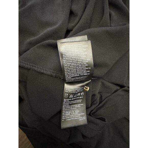 H&M Black Drapey V Neck Long Sleeve Classic Midi Dress Size XL - Picture 6 of 6